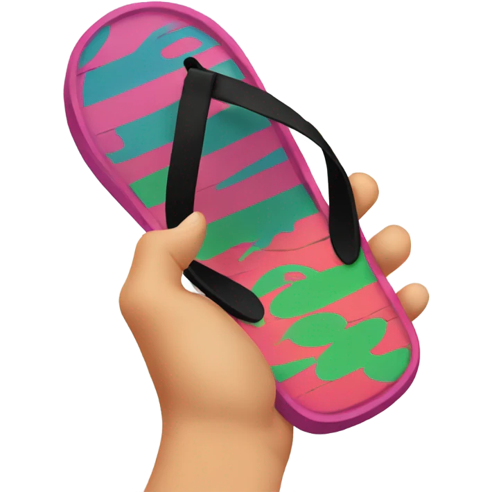 Hand holding a flip flop emoji
