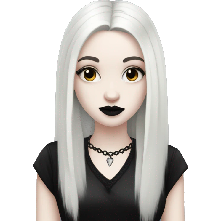 pale skin goth girl black hair emoji