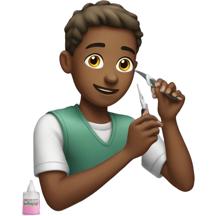 Boy doing manicure  emoji