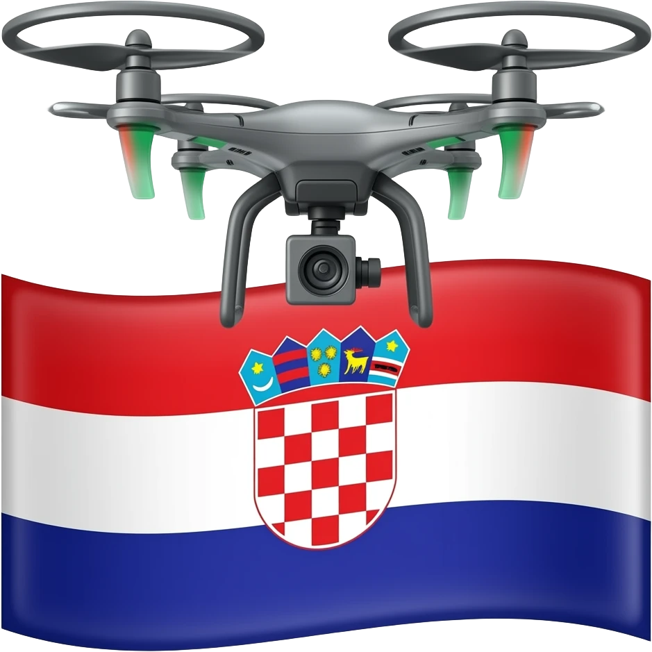 Wyraźny Dron na półprzezroczystej fladze Chorwacji emoji