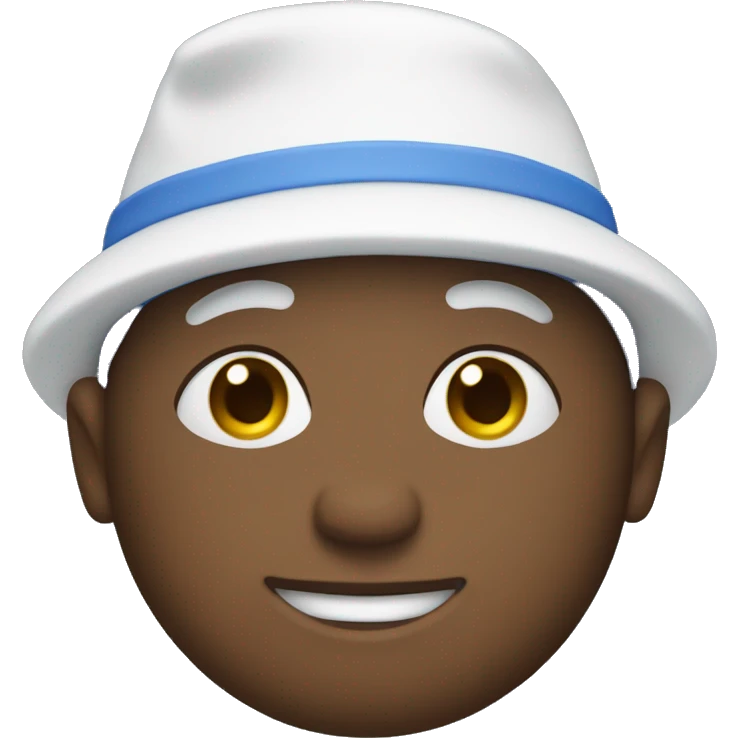 blue person wearing small white hat emoji