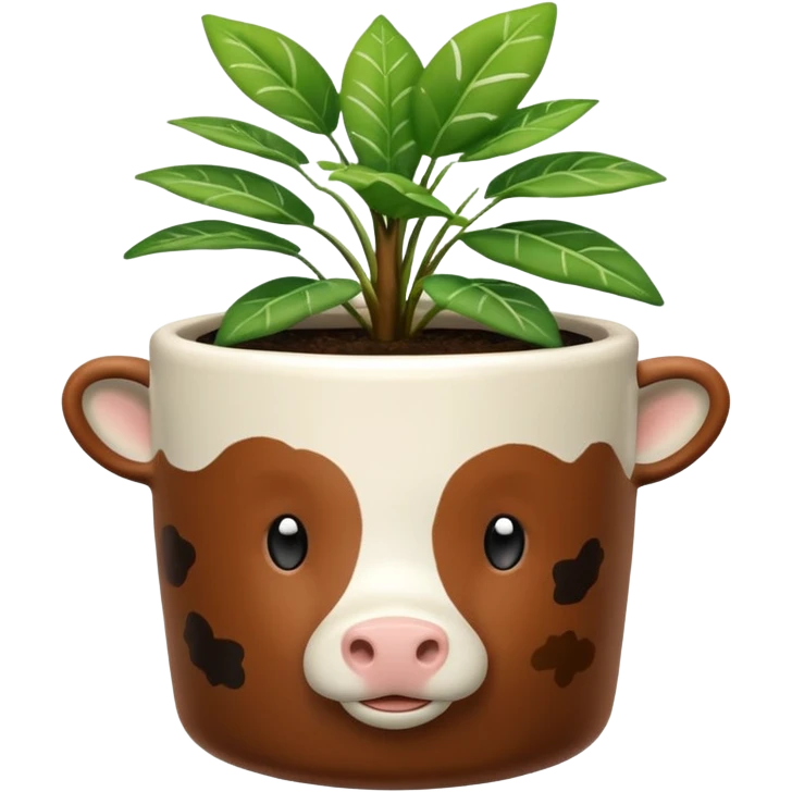 Cowprint pot with plant emoji
