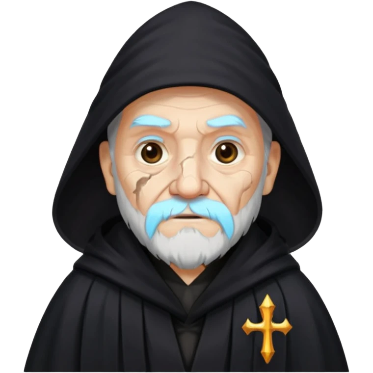 old wizard with black robe and cracked skin emoji