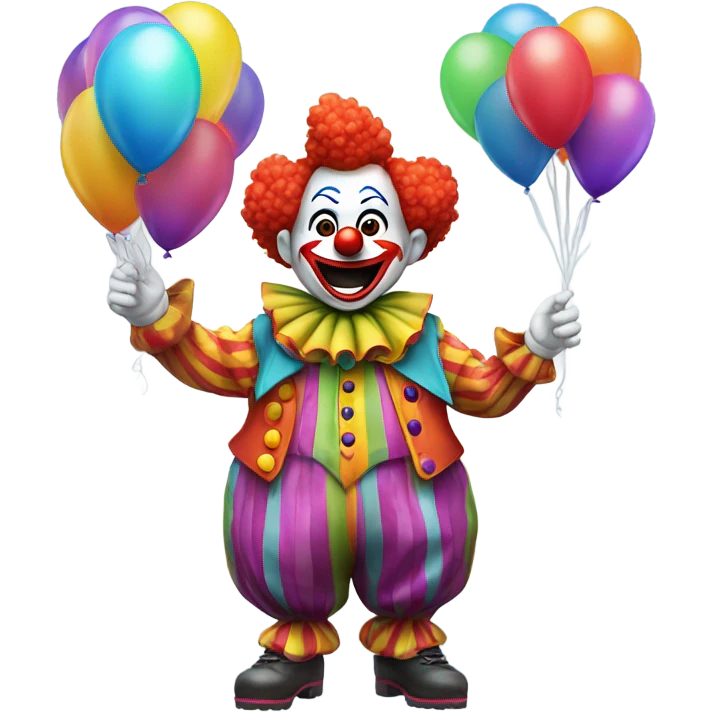 Crazy clown giving kids an balloon emoji