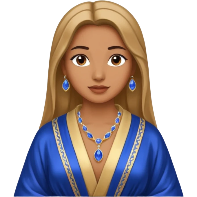 River Queen – sapphire necklace + silk robe emoji