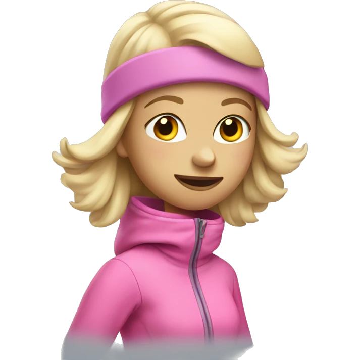 Blonde girl skiing in pink clothes emoji