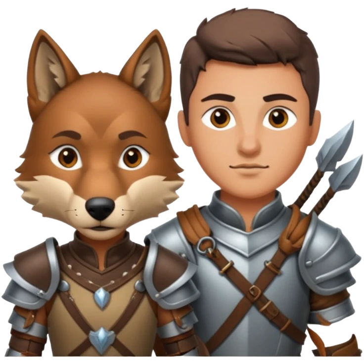 un archer avec un loup de conpagnie emoji