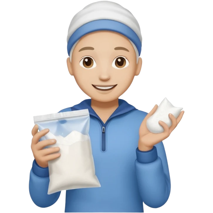 happy with a small plastic bag full of white powder emoji