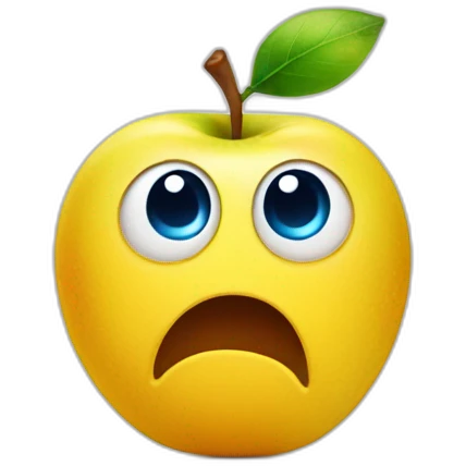a shocked apple-style yellow emoji with big round eyes, blue sweaty forehead, shocked mouth  emoji