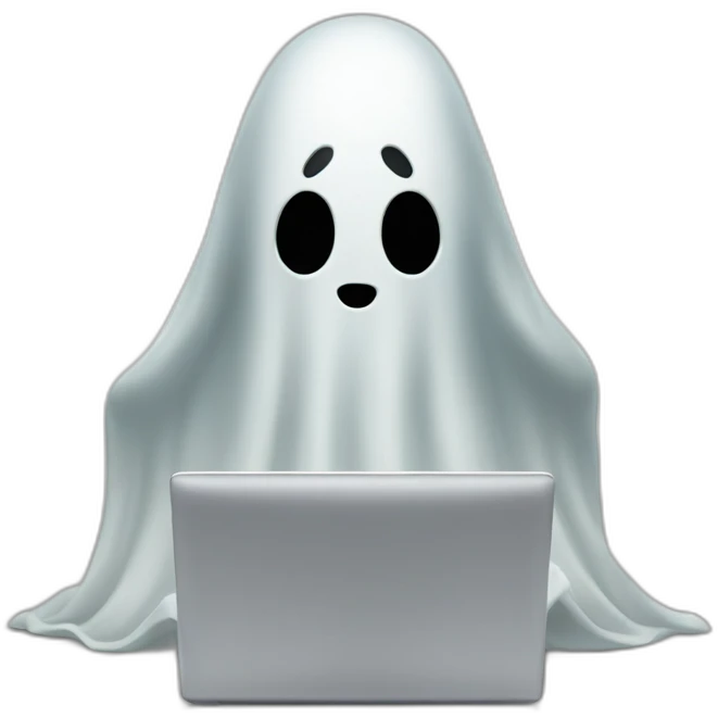 ghost with a computer emoji