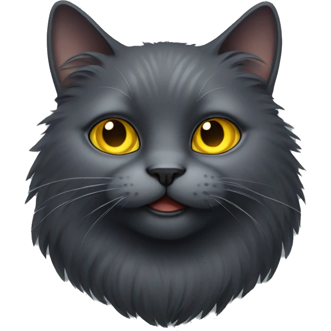 Fluffy dark grey cat with yellow eyes emoji