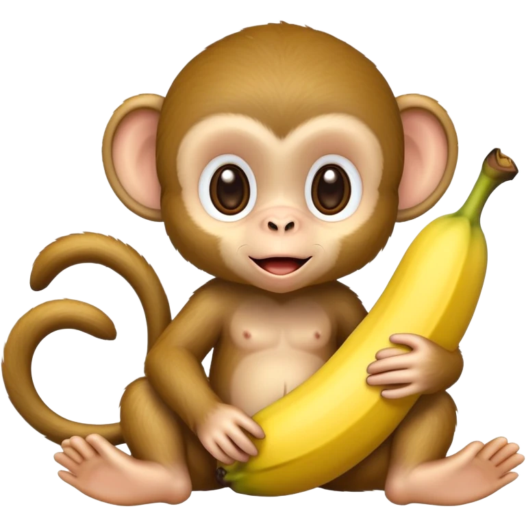 cute baby monkey peeling a banana emoji