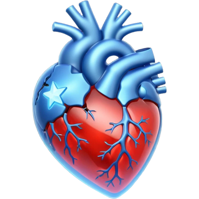 A translucent 3D heart with a sci-fi blue star inside emoji