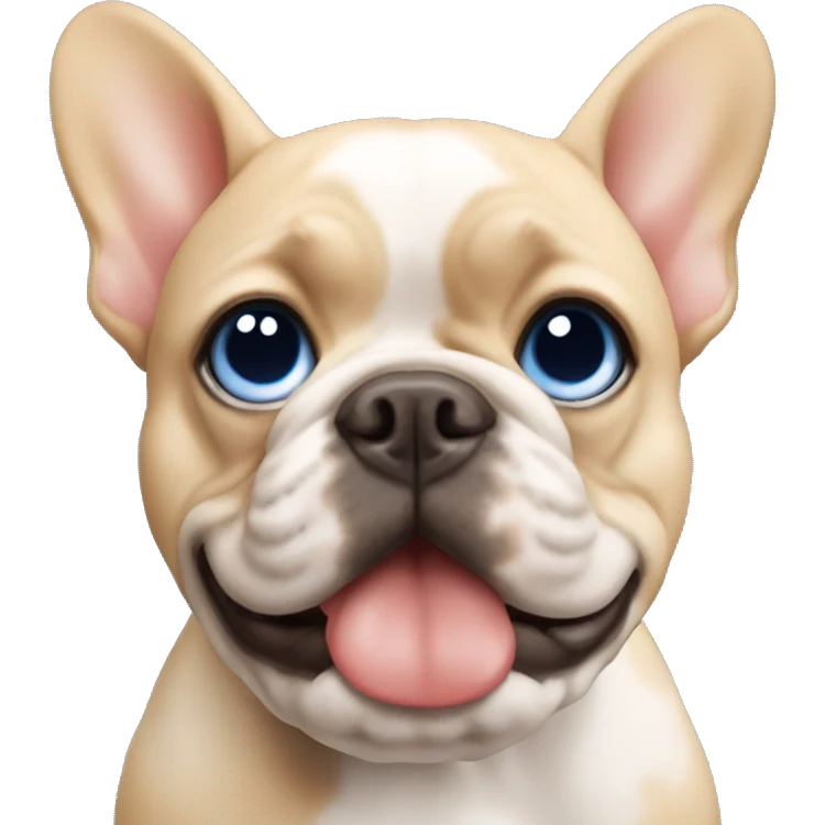 blonde with blue eyes and red French bulldog  emoji