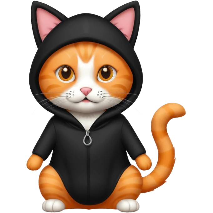 an orange cat that has a fully black dog costume on emoji