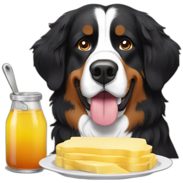 bernese mountain dog cooking raclette emoji