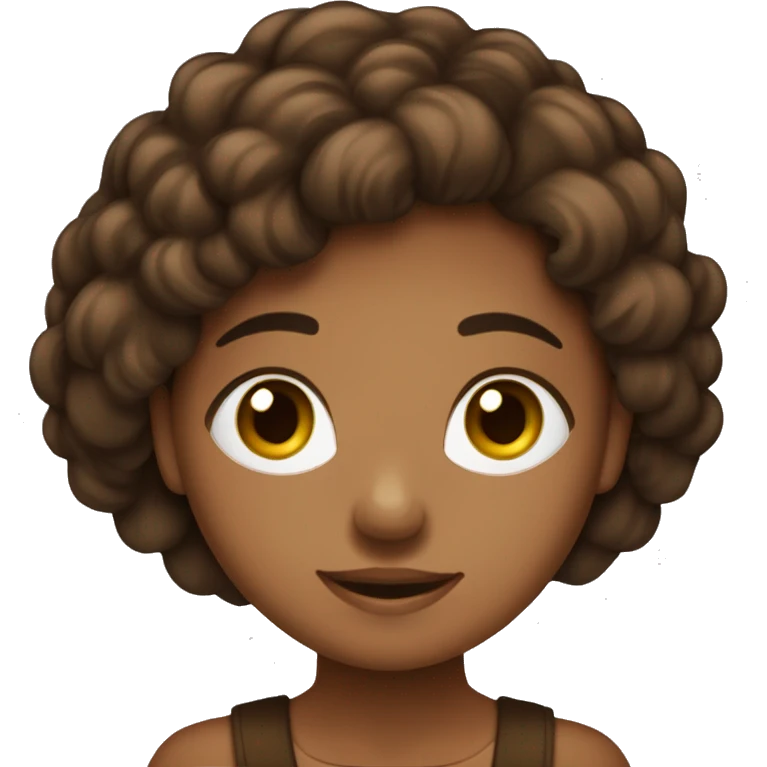 menina olho marrom  escuro  cabelo no ombro marrom criansa emoji