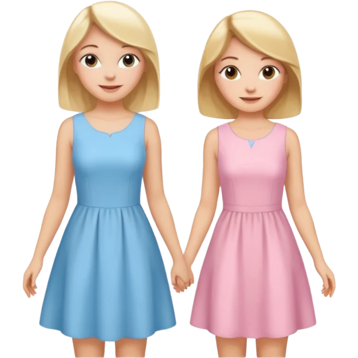 happy pride and prejudice blonde girl in light blue dress and brunette girl in light pink dress emoji