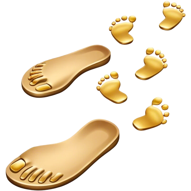 **Baby footsteps lead ahead of larger ones**, as if guiding the adult forward.  emoji