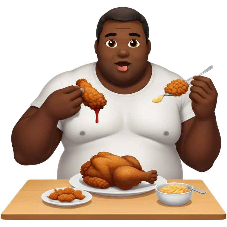 large black mean eating chicken that’s fried  emoji