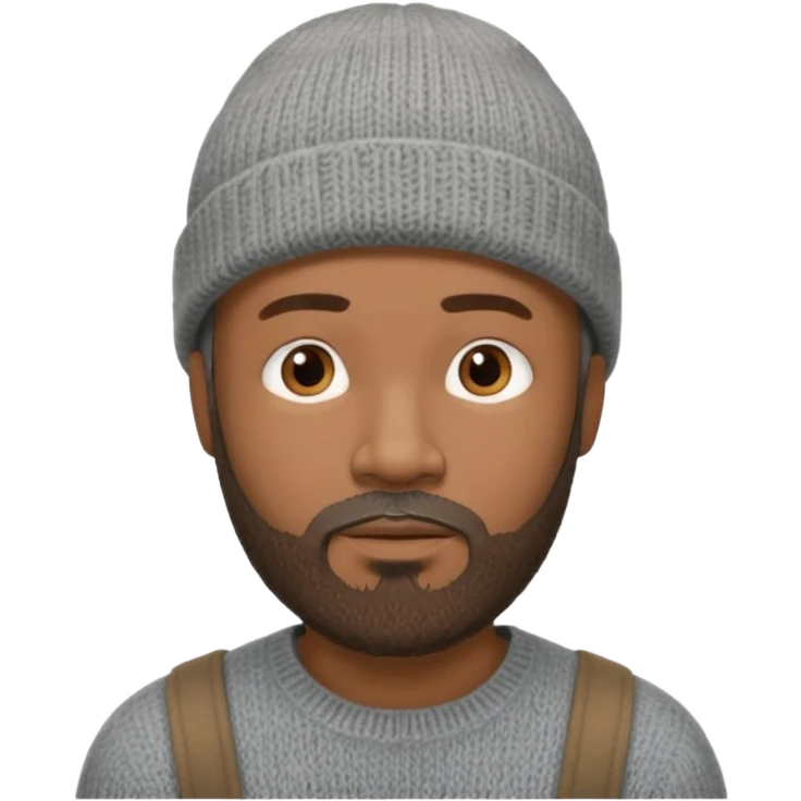 Middle-aged black male, goatee beard, wearing a gray knit beanie emoji