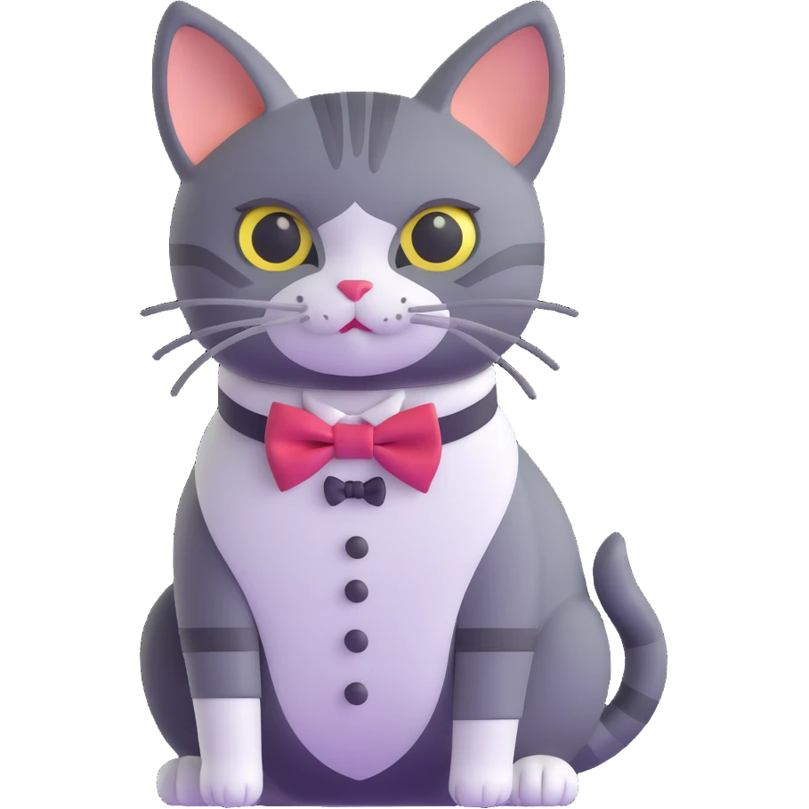 cat wearing a fancy bow tie emoji