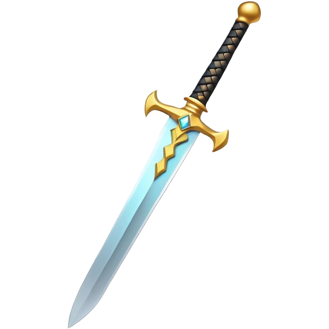 Clash of Clans aesthetic: Cinematic Playful Pixel 3D isometric  Sword Emoji, rendered in a 3D vector-style similar to standard emojis with minimal shading and bold, simplified shapes. A compact, distinct form with signature details, softly glowing with a pixelated adventure charm. Simplified yet unmistakably iconic, highly detailed and consistent, glowing with a soft radiance and high shine. Stylized with a touch of classic pixel-art charm and a soft glowing outline, capturing the essence of a beloved gaming relic with a friendly, playful manner! emoji