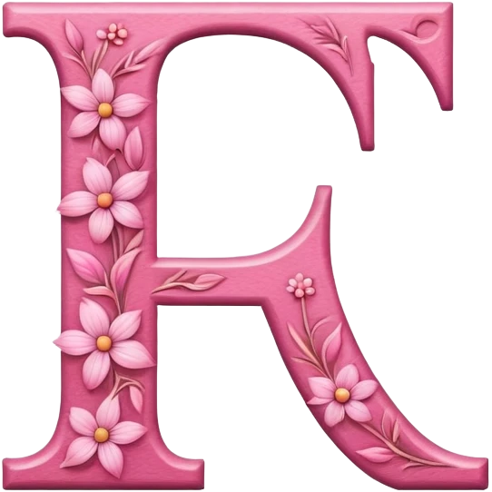 Pink, romantic, flowery, the letter “E” emoji