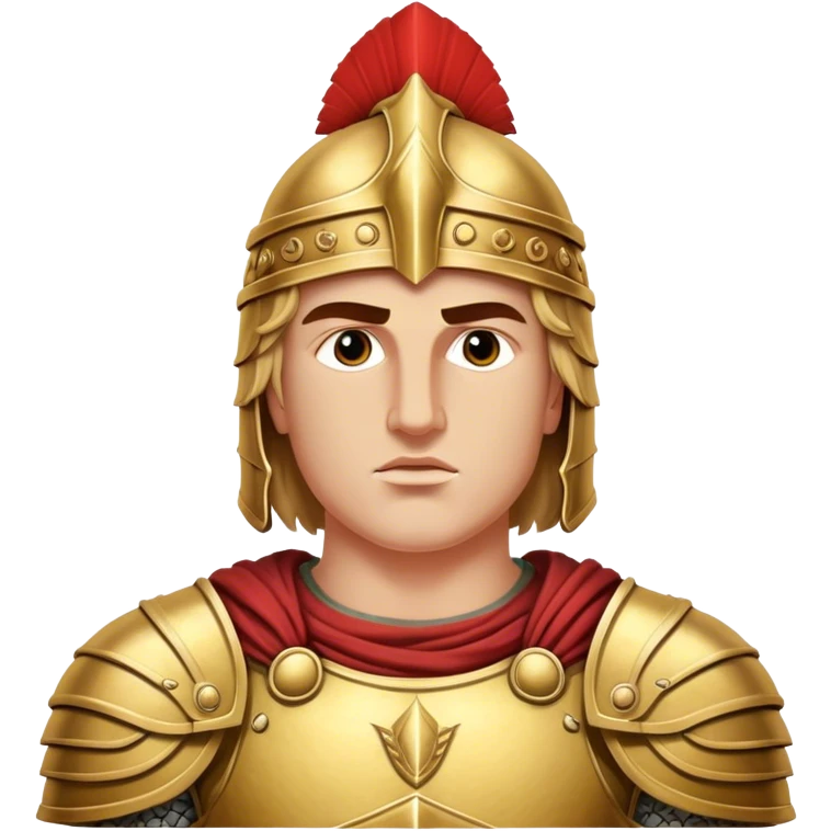 Cinematic Realistic Alexander the Great Portrait Emoji, depicted as a bold, charismatic ancient conqueror in regal armor with a commanding gaze, rendered with lifelike textures and dramatic heroic lighting that captures his legendary ambition. emoji