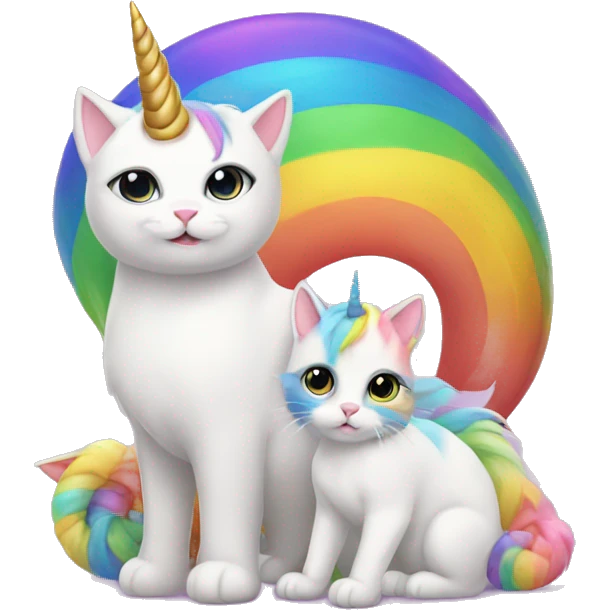 Rainbow cat with unicorn and babies emoji