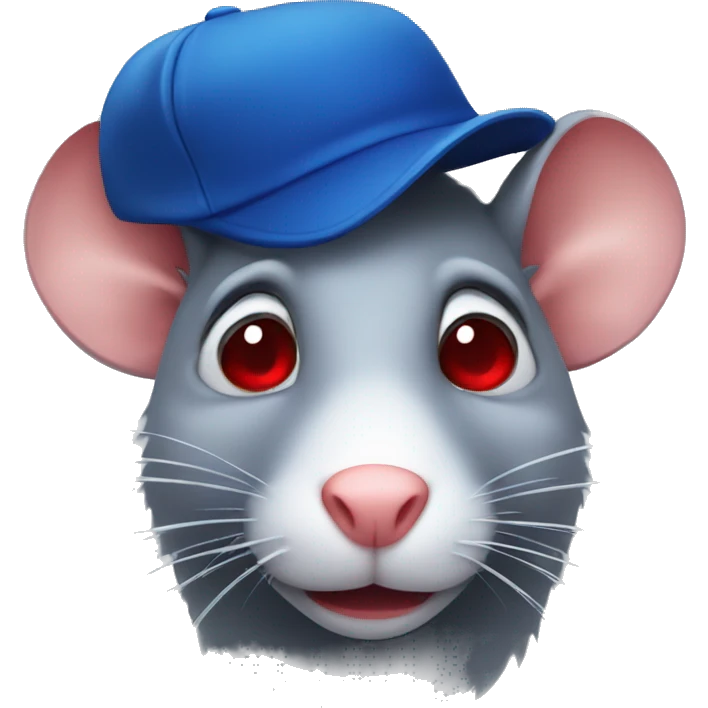 Rat with a blue hat on and red eyes  emoji