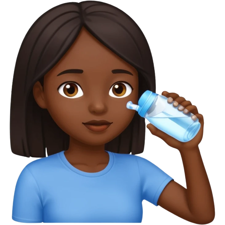 a dark skinned girl drinking water emoji