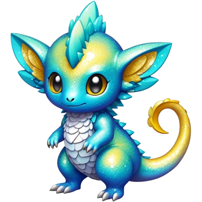 Randomly-colored sparkly exotic chibi Fakémon-creature emoji