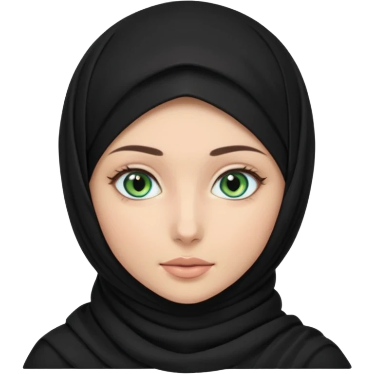 a girl wearing a black hijab and has green and blue eyes with another model of a hijab like a hijab but it's showing the neck Its neckfree emoji