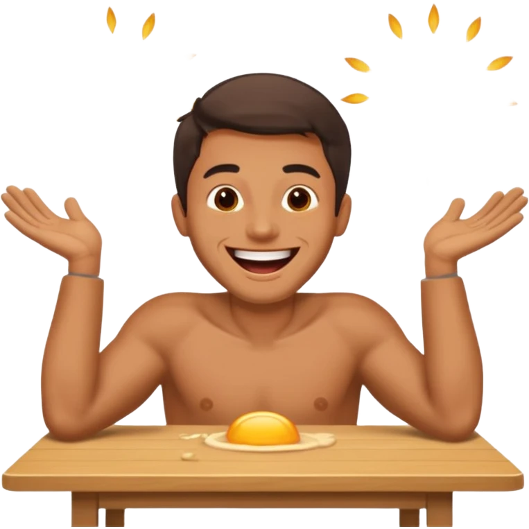 A man is laughing and banging with both hands on the table in front of him emoji