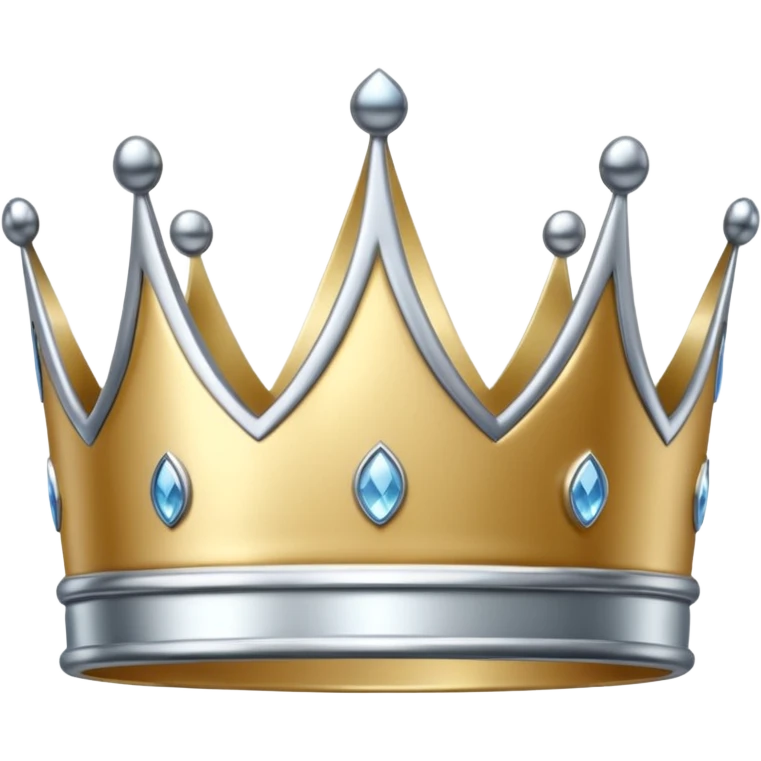 A luxury silver crown emoji, chrome metallic finish, smooth rounded edges, subtle sparkle, polished reflective surface, cute proportions, iOS emoji style, centered on a clean white background, soft studio lighting, no outlines emoji