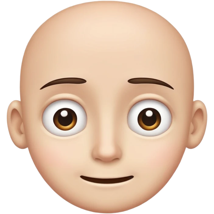 Big sad eyes with no eyebroes and  a smile  emoji