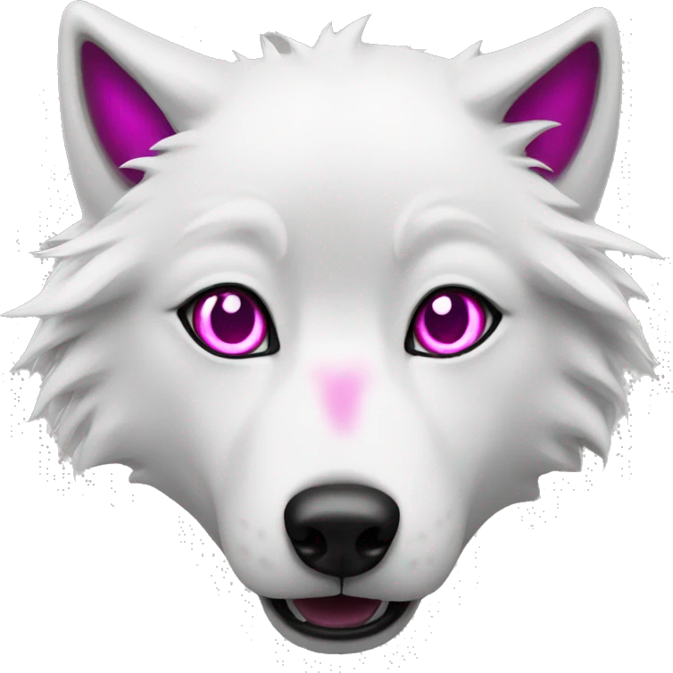 white wolf surprised with magenta eyes emoji
