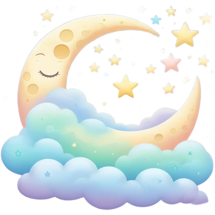 Dreamy sleep symbol with celestial moon, magical stars and ethereal number 8 representing eight hours of sleep, surrounded by peaceful glowing aura emoji