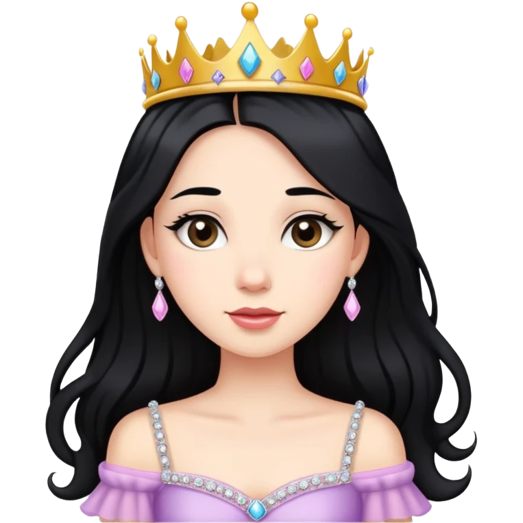 Birthday princess long black hair emoji