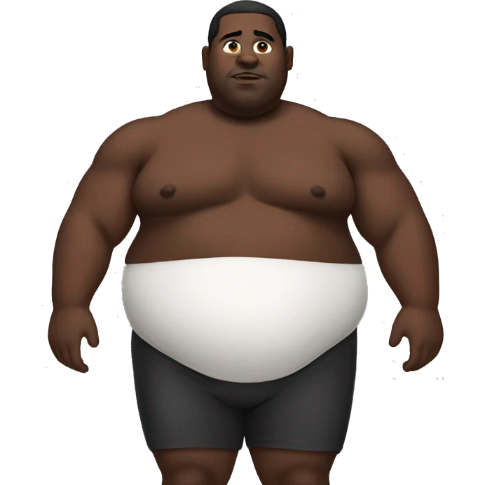 fat black man no shirt emoji