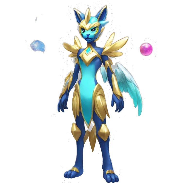 Anthro Sona Colorful Shiny Godly Celestial Shiny Fakemon Full Body emoji