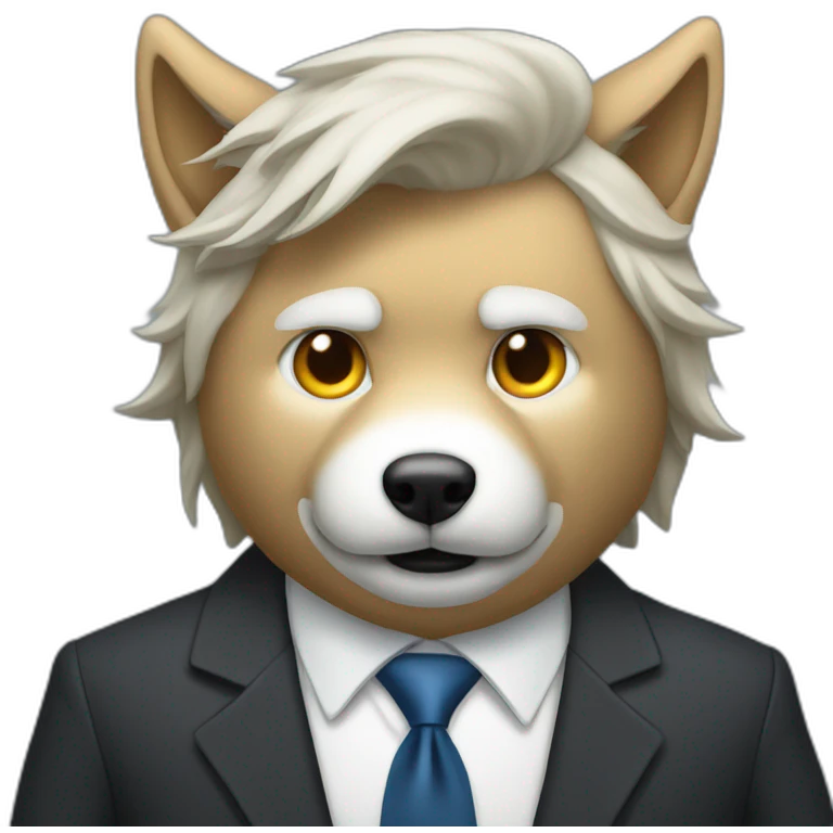 Donald Trump as wolf in suit and hair emoji