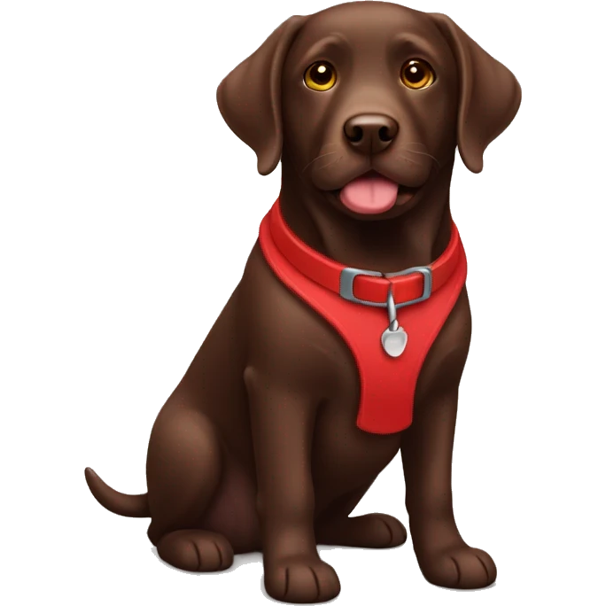 A chocolate labrador with a red collar  emoji