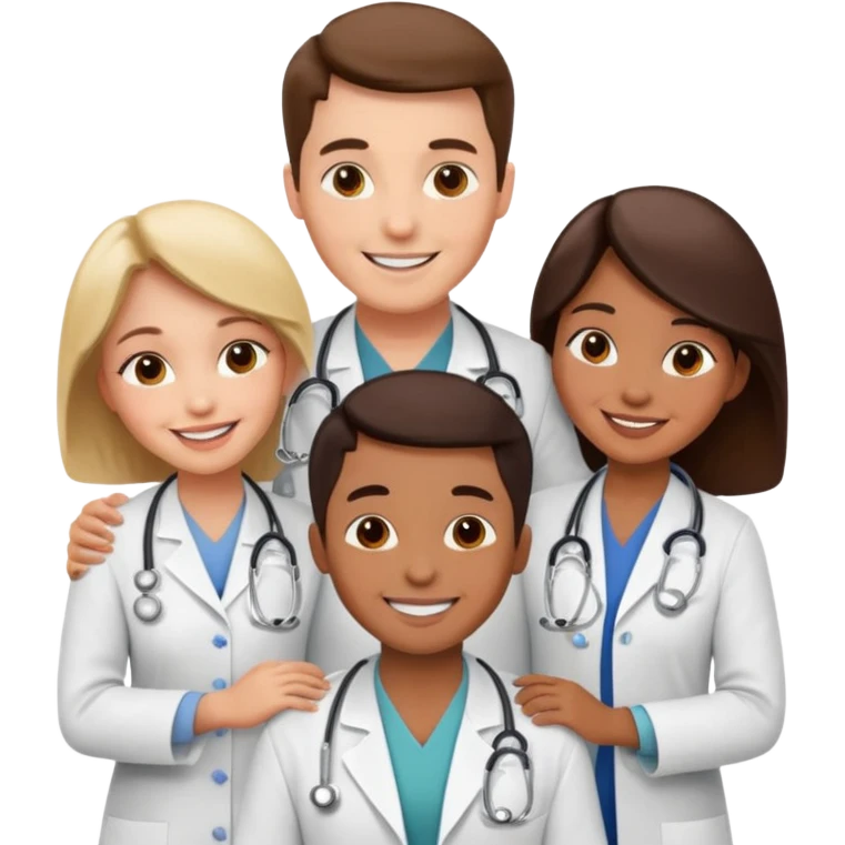 medico abraçando varios pacientes emoji
