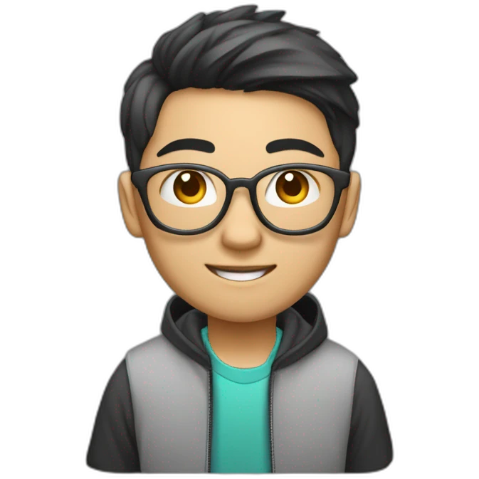 asian teen computer science major intern as software engineer in a cool tech startup emoji