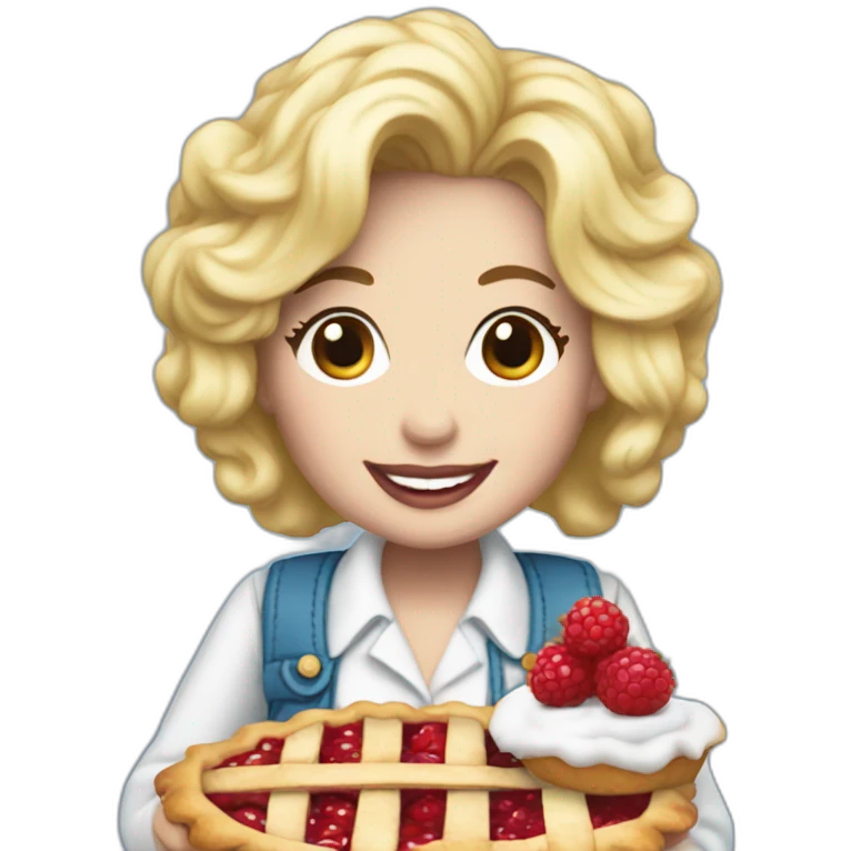 Dolly Parton carrying a berry pie emoji