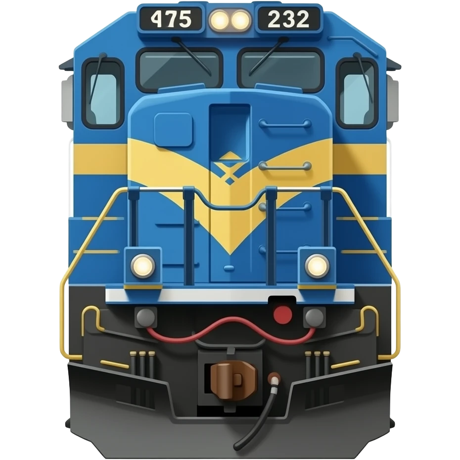 Realistic blue diesel locomotive on the front emoji