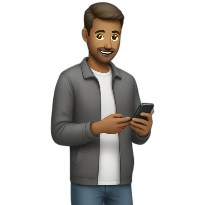 man using mobile emoji