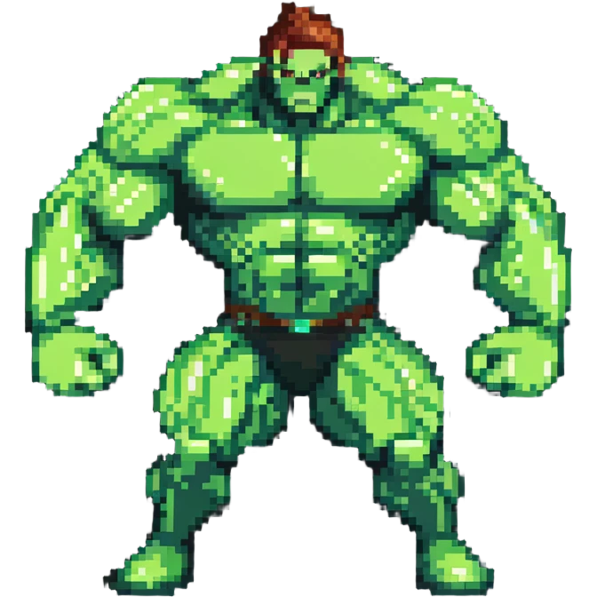Hulk superhero, green muscular character in action pose emoji